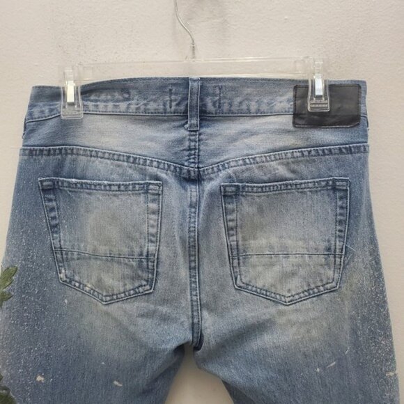 Pac Sun Embroidered Patches Paint Bleach Distressed Jeans /Unisex - Picture 5 of 9